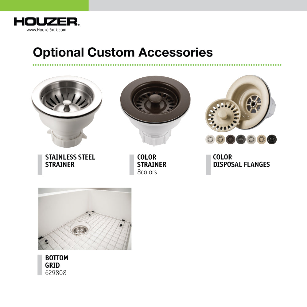 Houzer Quartztone 24" Granite Composite Undermount Single Bowl Kitchen Sink