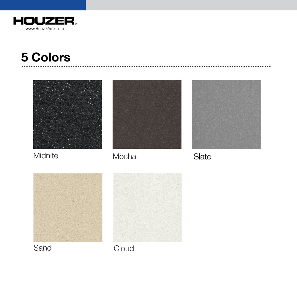 Houzer Quartztone 25" Granite Composite Drop-in Topmount Single Bowl Kitchen Sink