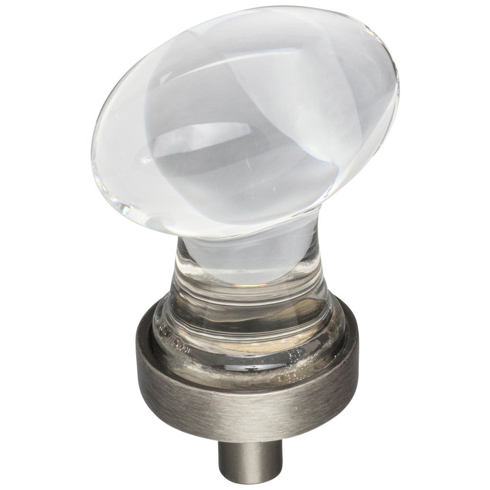 Hardware Resources 1-1/4" Overall Length Satin Nickel Football Glass Harlow Cabinet Knob