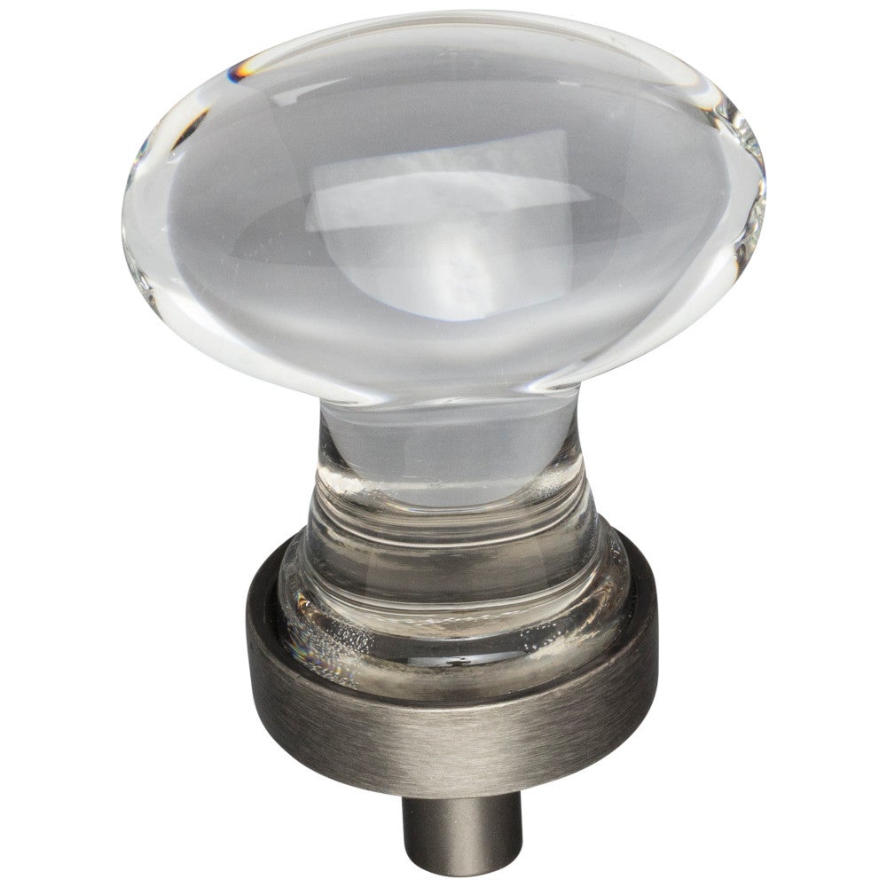 Hardware Resources 1-1/4" Overall Length Satin Nickel Football Glass Harlow Cabinet Knob
