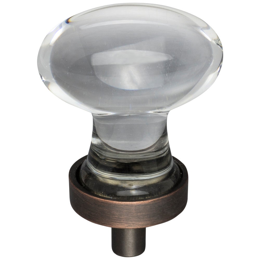 Hardware Resources 1-1/4" Overall Length Satin Nickel Football Glass Harlow Cabinet Knob