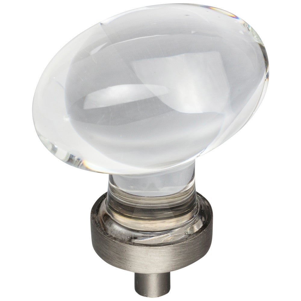 Hardware Resources 1-1/4" Overall Length Satin Nickel Football Glass Harlow Cabinet Knob