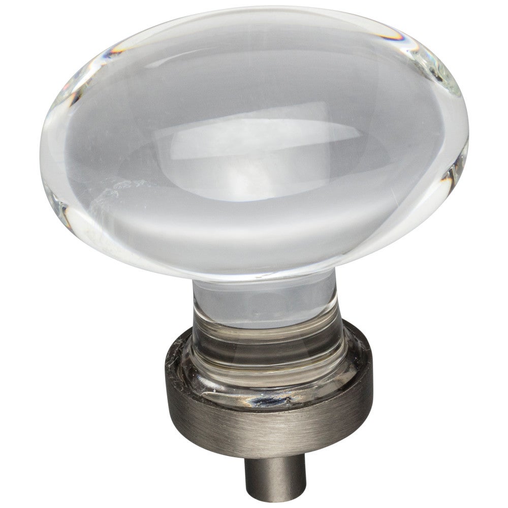 Hardware Resources 1-1/4" Overall Length Satin Nickel Football Glass Harlow Cabinet Knob