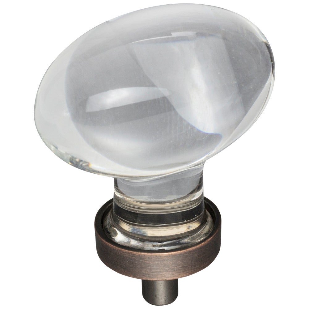 Hardware Resources 1-1/4" Overall Length Satin Nickel Football Glass Harlow Cabinet Knob