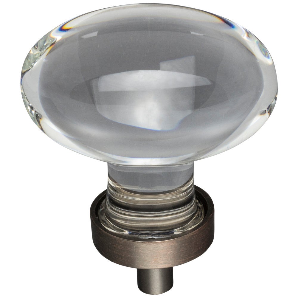Hardware Resources 1-1/4" Overall Length Satin Nickel Football Glass Harlow Cabinet Knob