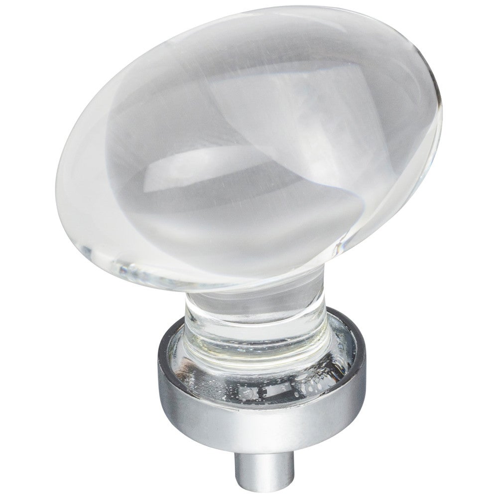 Hardware Resources 1-1/4" Overall Length Satin Nickel Football Glass Harlow Cabinet Knob