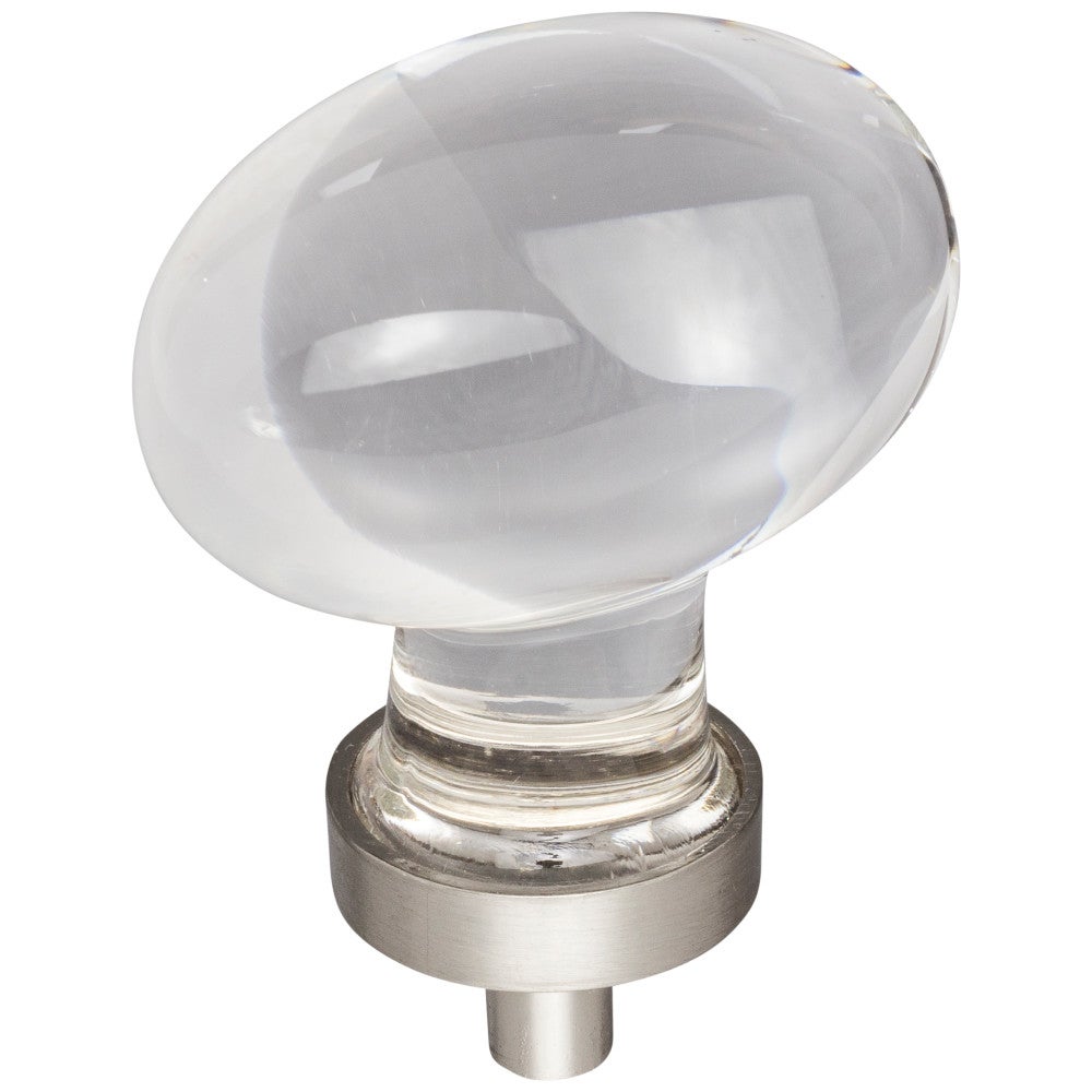 Hardware Resources 1-1/4" Overall Length Satin Nickel Football Glass Harlow Cabinet Knob