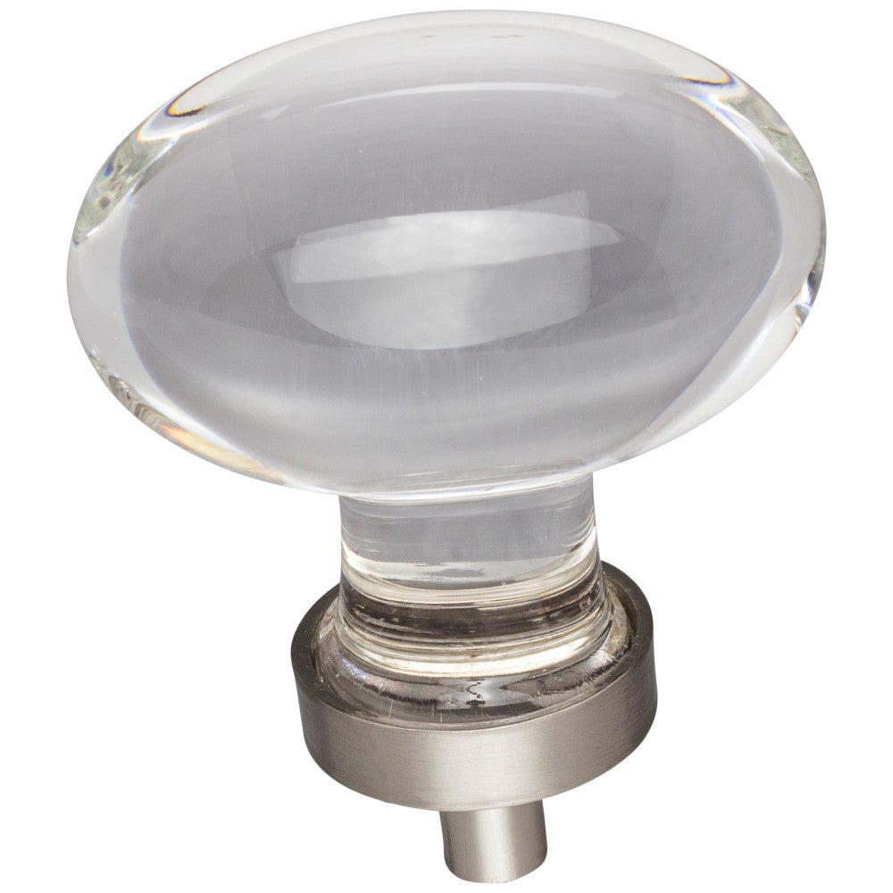 Hardware Resources 1-1/4" Overall Length Satin Nickel Football Glass Harlow Cabinet Knob
