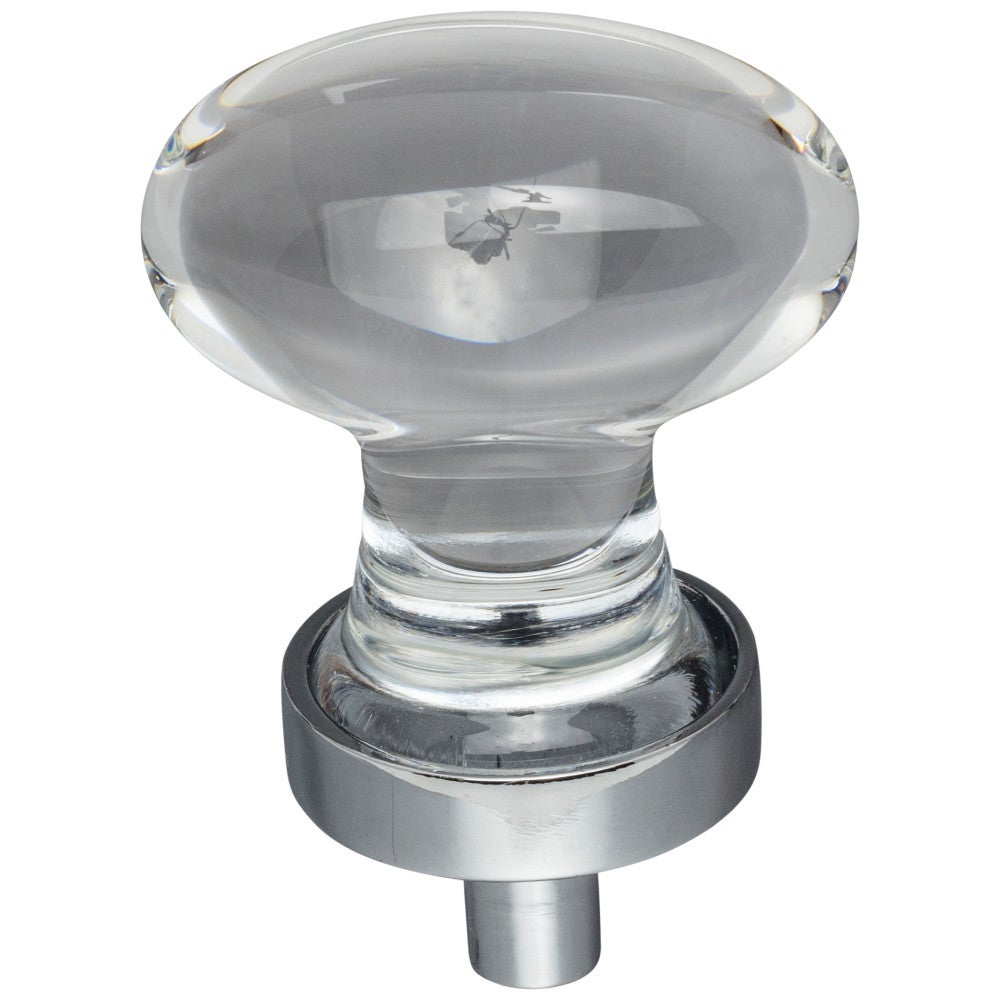 Hardware Resources 1-1/4" Overall Length Satin Nickel Football Glass Harlow Cabinet Knob