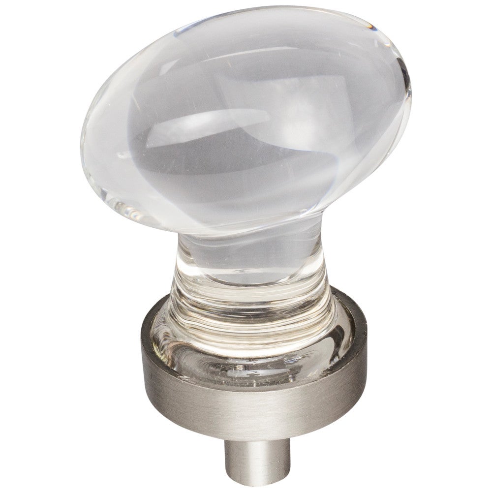 Hardware Resources 1-1/4" Overall Length Satin Nickel Football Glass Harlow Cabinet Knob