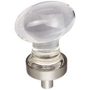 Hardware Resources 1-1/4" Overall Length Satin Nickel Football Glass Harlow Cabinet Knob