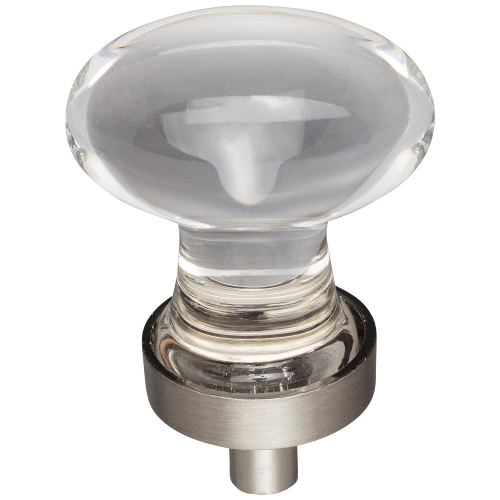 Hardware Resources 1-1/4" Overall Length Satin Nickel Football Glass Harlow Cabinet Knob