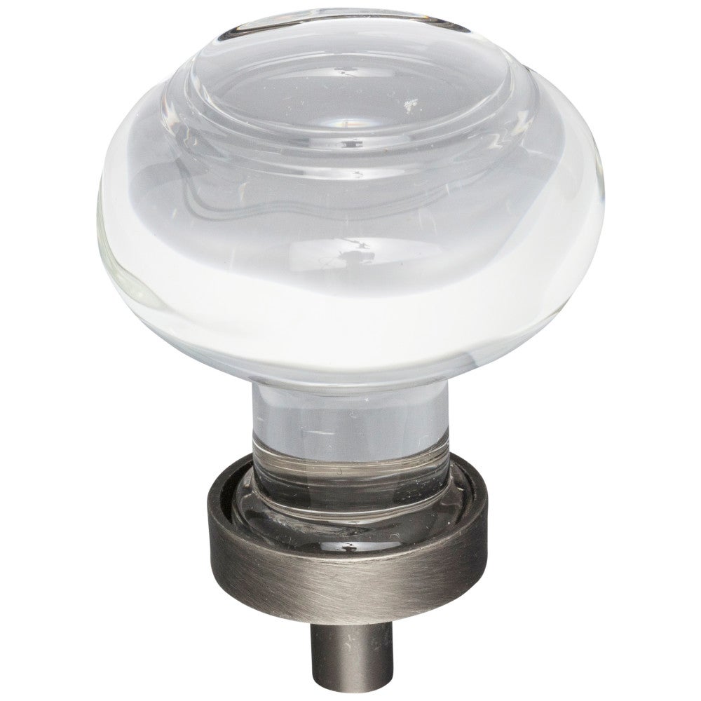 Hardware Resources 1-7/16" Diameter Satin Nickel Button Glass Harlow Cabinet Knob