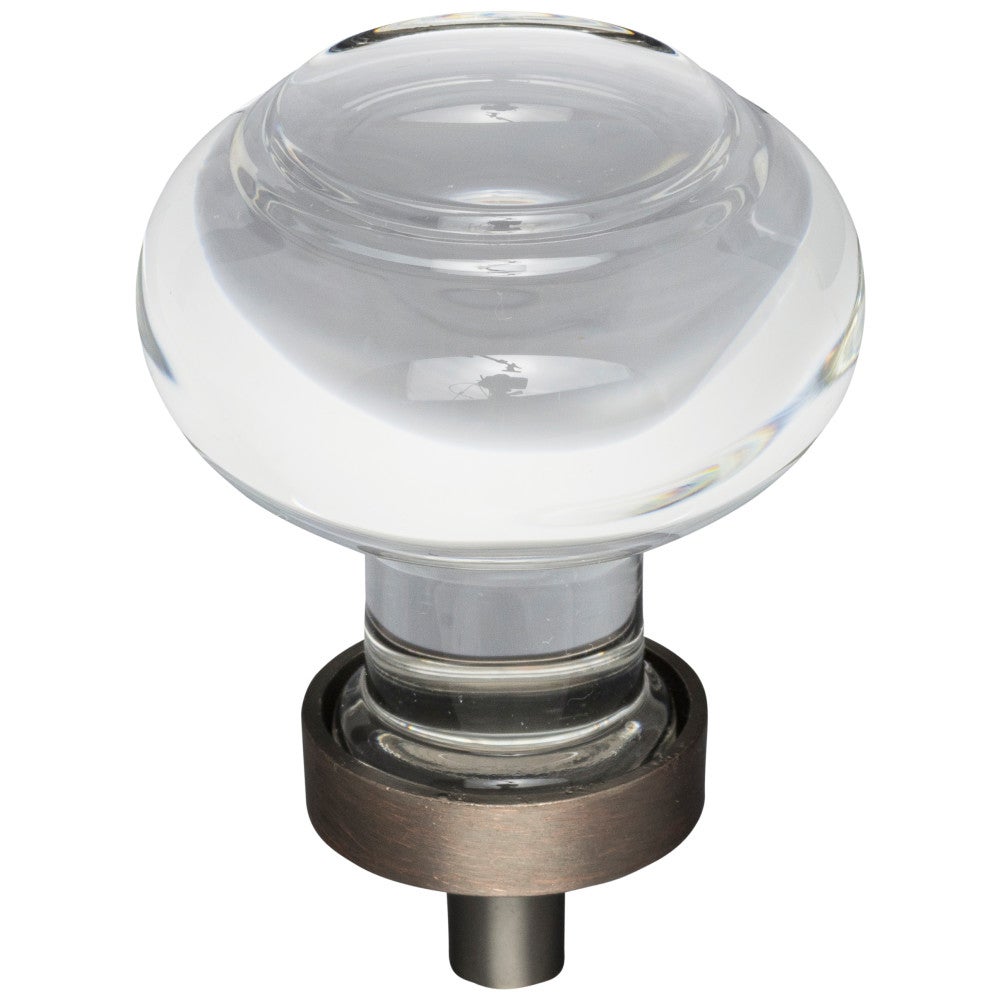 Hardware Resources 1-7/16" Diameter Satin Nickel Button Glass Harlow Cabinet Knob