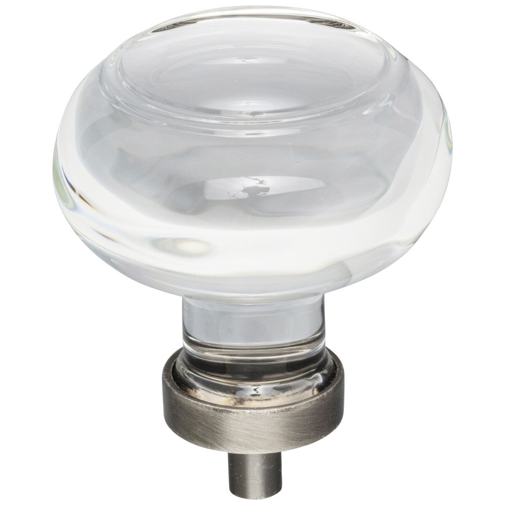 Hardware Resources 1-7/16" Diameter Satin Nickel Button Glass Harlow Cabinet Knob