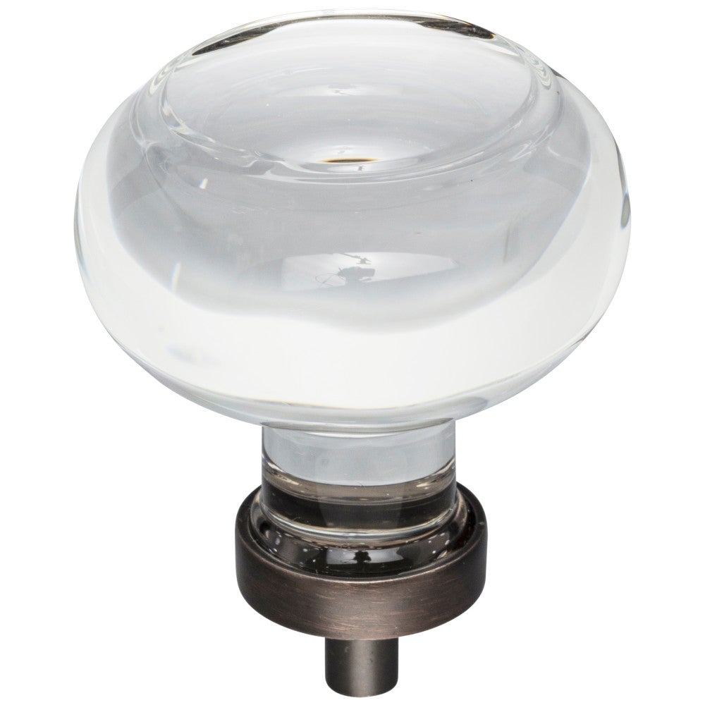 Hardware Resources 1-7/16" Diameter Satin Nickel Button Glass Harlow Cabinet Knob