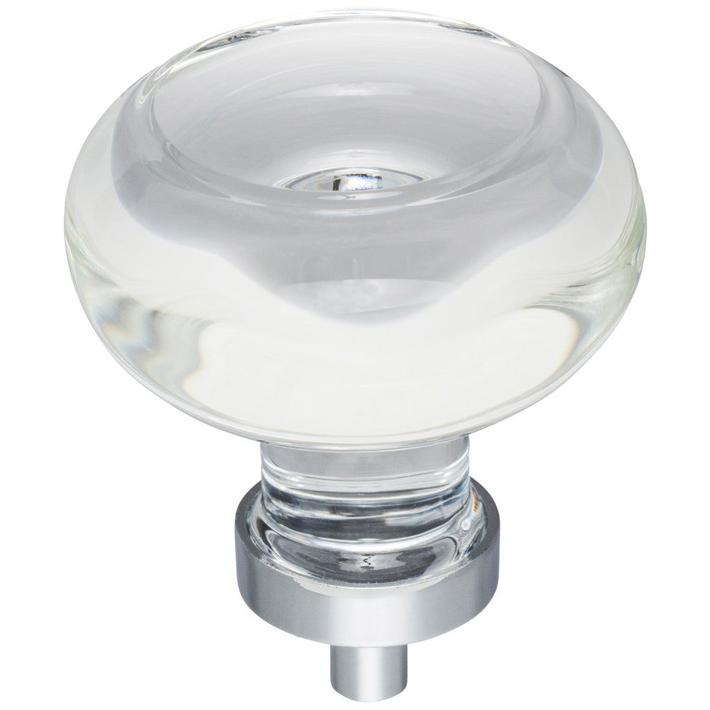 Hardware Resources 1-7/16" Diameter Satin Nickel Button Glass Harlow Cabinet Knob