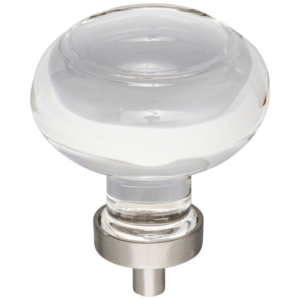 Hardware Resources 1-7/16" Diameter Satin Nickel Button Glass Harlow Cabinet Knob