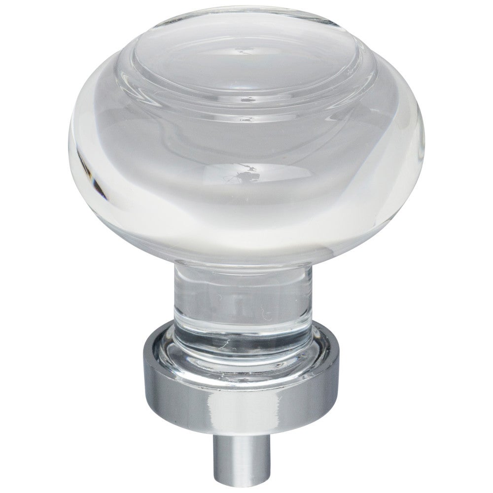 Hardware Resources 1-7/16" Diameter Satin Nickel Button Glass Harlow Cabinet Knob