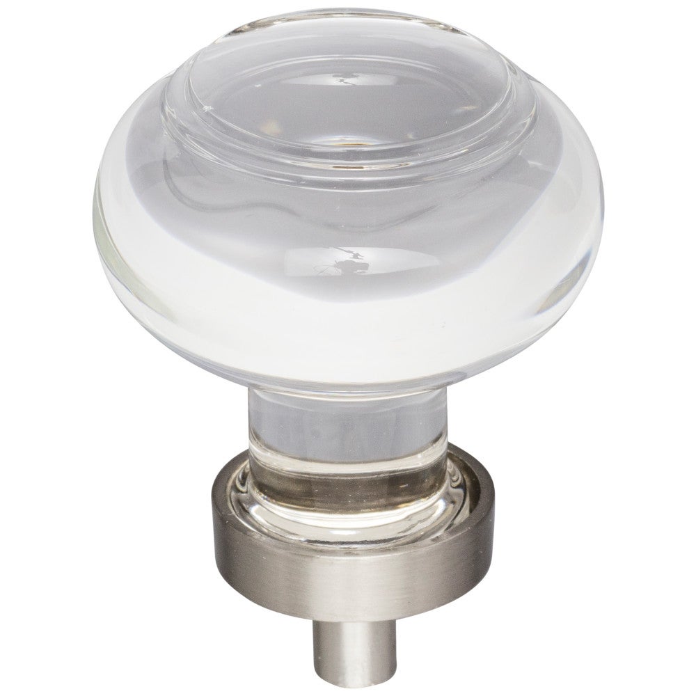 Hardware Resources 1-7/16" Diameter Satin Nickel Button Glass Harlow Cabinet Knob