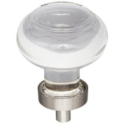 Hardware Resources 1-7/16" Diameter Satin Nickel Button Glass Harlow Cabinet Knob