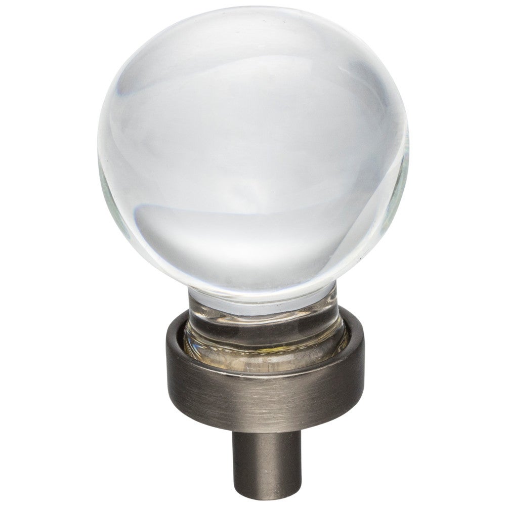 Hardware Resources 1-1/16" Diameter Satin Nickel Sphere Glass Harlow Cabinet Knob