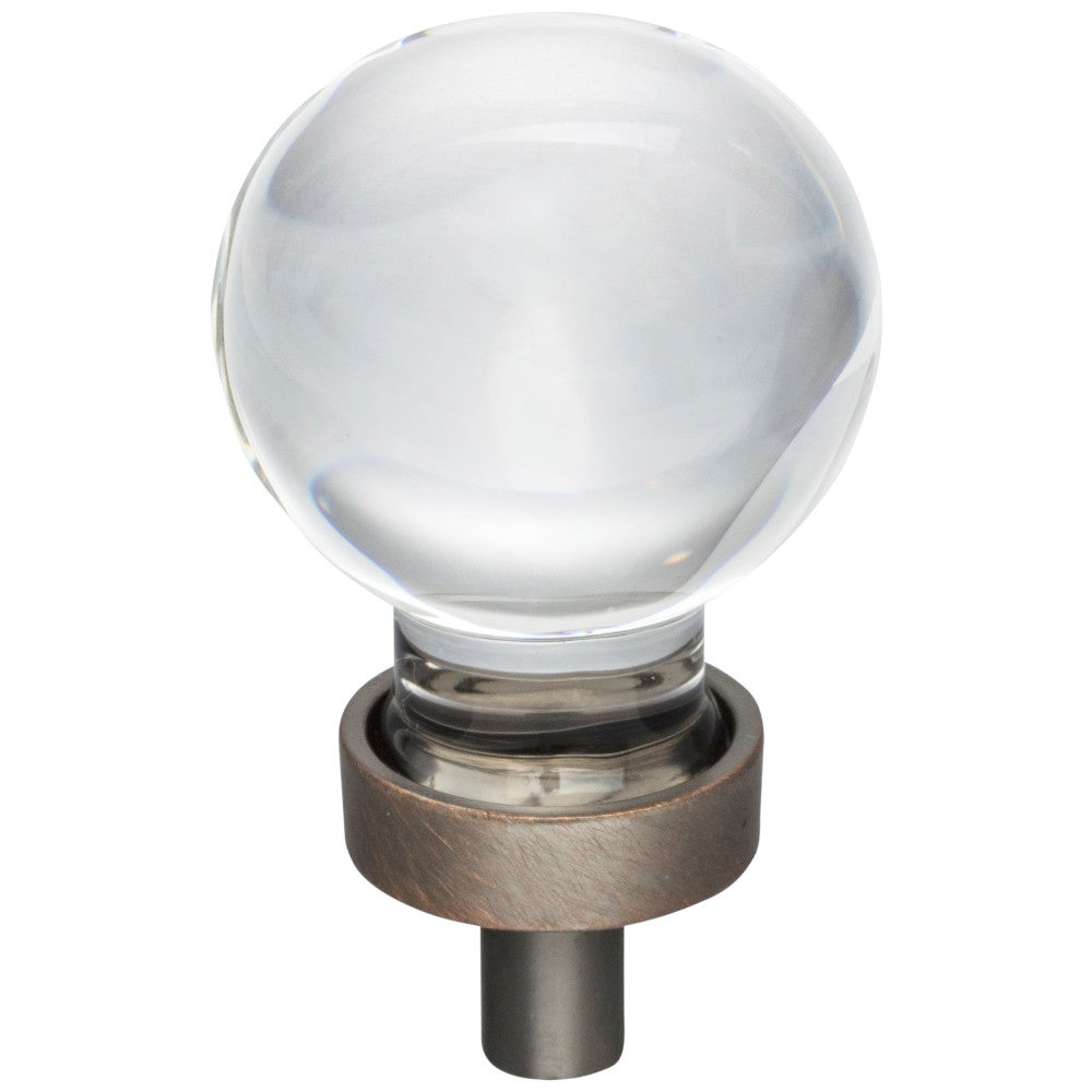 Hardware Resources 1-1/16" Diameter Satin Nickel Sphere Glass Harlow Cabinet Knob