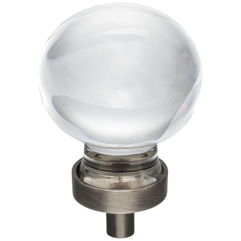 Hardware Resources 1-1/16" Diameter Satin Nickel Sphere Glass Harlow Cabinet Knob