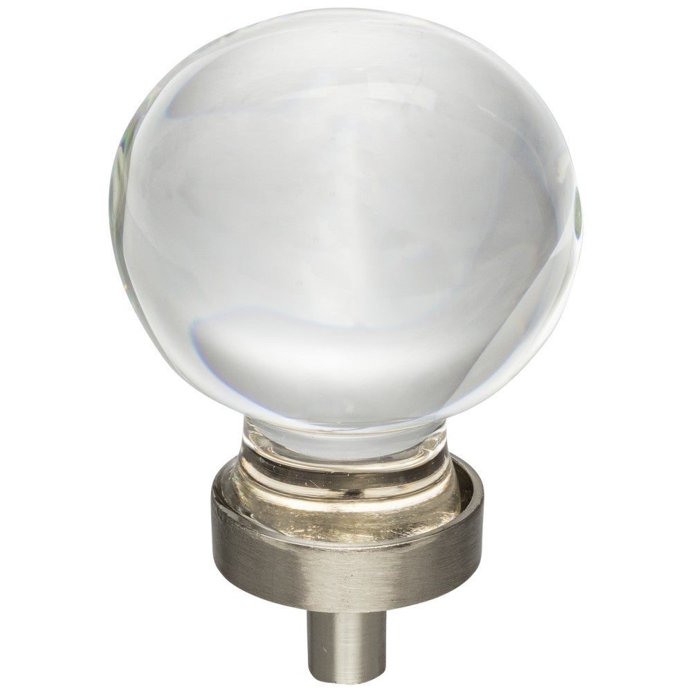 Hardware Resources 1-1/16" Diameter Satin Nickel Sphere Glass Harlow Cabinet Knob