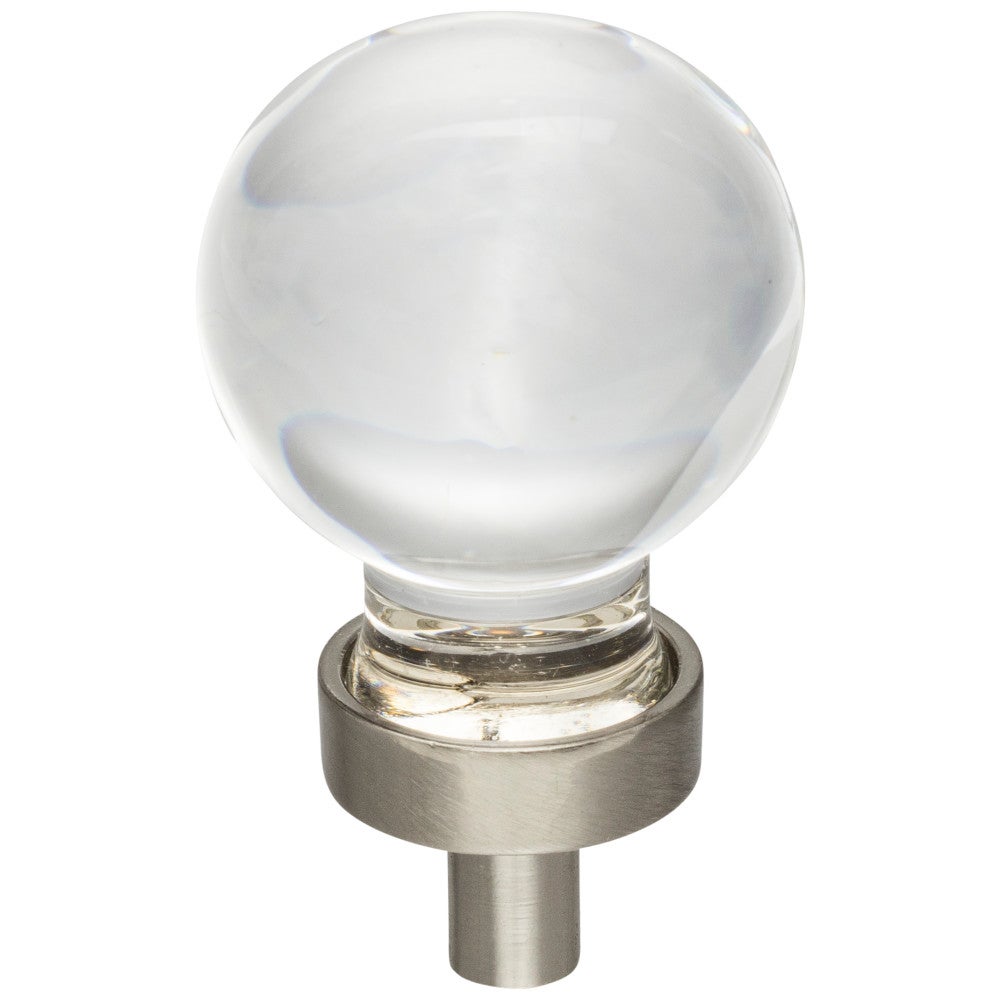 Hardware Resources 1-1/16" Diameter Satin Nickel Sphere Glass Harlow Cabinet Knob