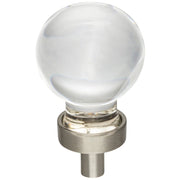 Hardware Resources 1-1/16" Diameter Satin Nickel Sphere Glass Harlow Cabinet Knob