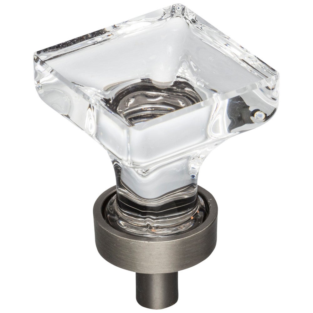 Hardware Resources 1" Overall Length Satin Nickel Square Glass Harlow Cabinet Knob