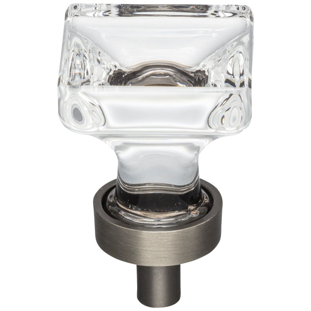 Hardware Resources 1" Overall Length Satin Nickel Square Glass Harlow Cabinet Knob