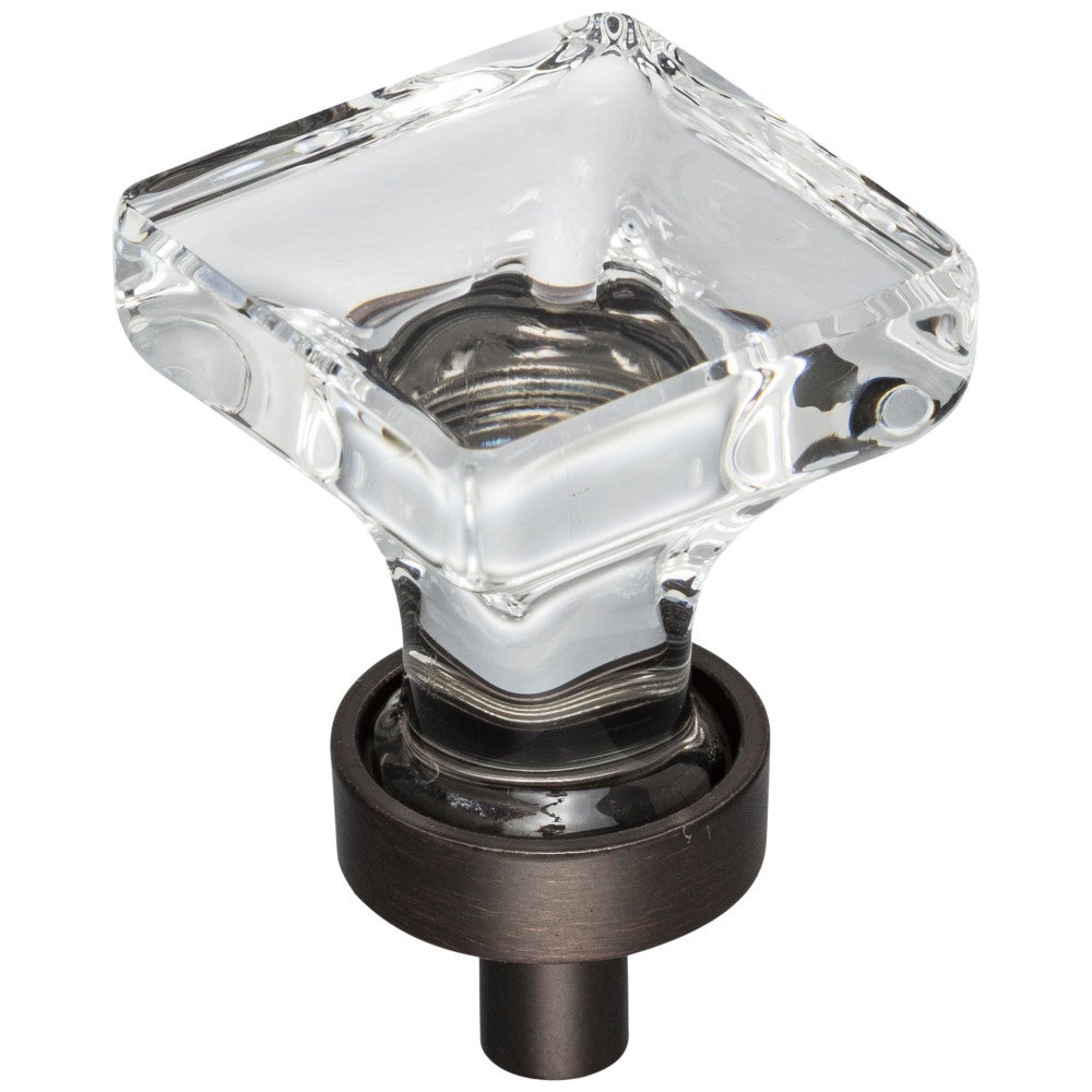 Hardware Resources 1" Overall Length Satin Nickel Square Glass Harlow Cabinet Knob