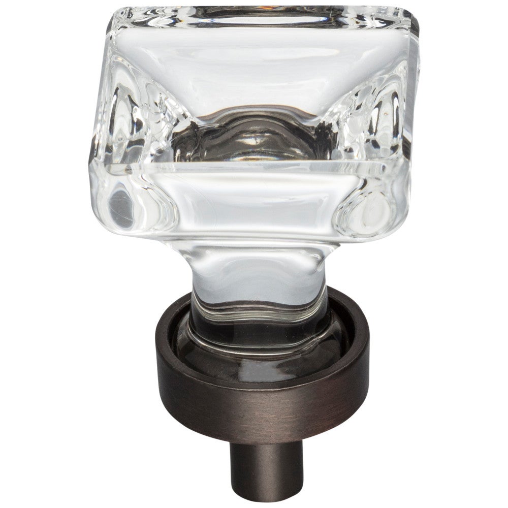 Hardware Resources 1" Overall Length Satin Nickel Square Glass Harlow Cabinet Knob