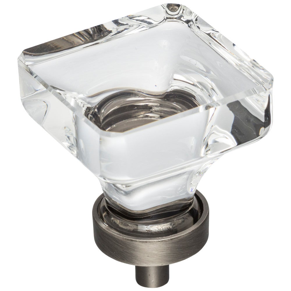 Hardware Resources 1" Overall Length Satin Nickel Square Glass Harlow Cabinet Knob