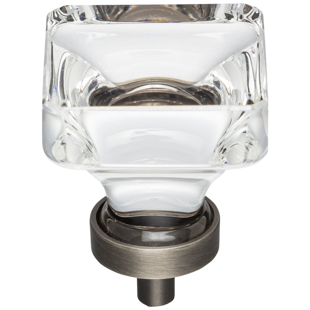 Hardware Resources 1" Overall Length Satin Nickel Square Glass Harlow Cabinet Knob