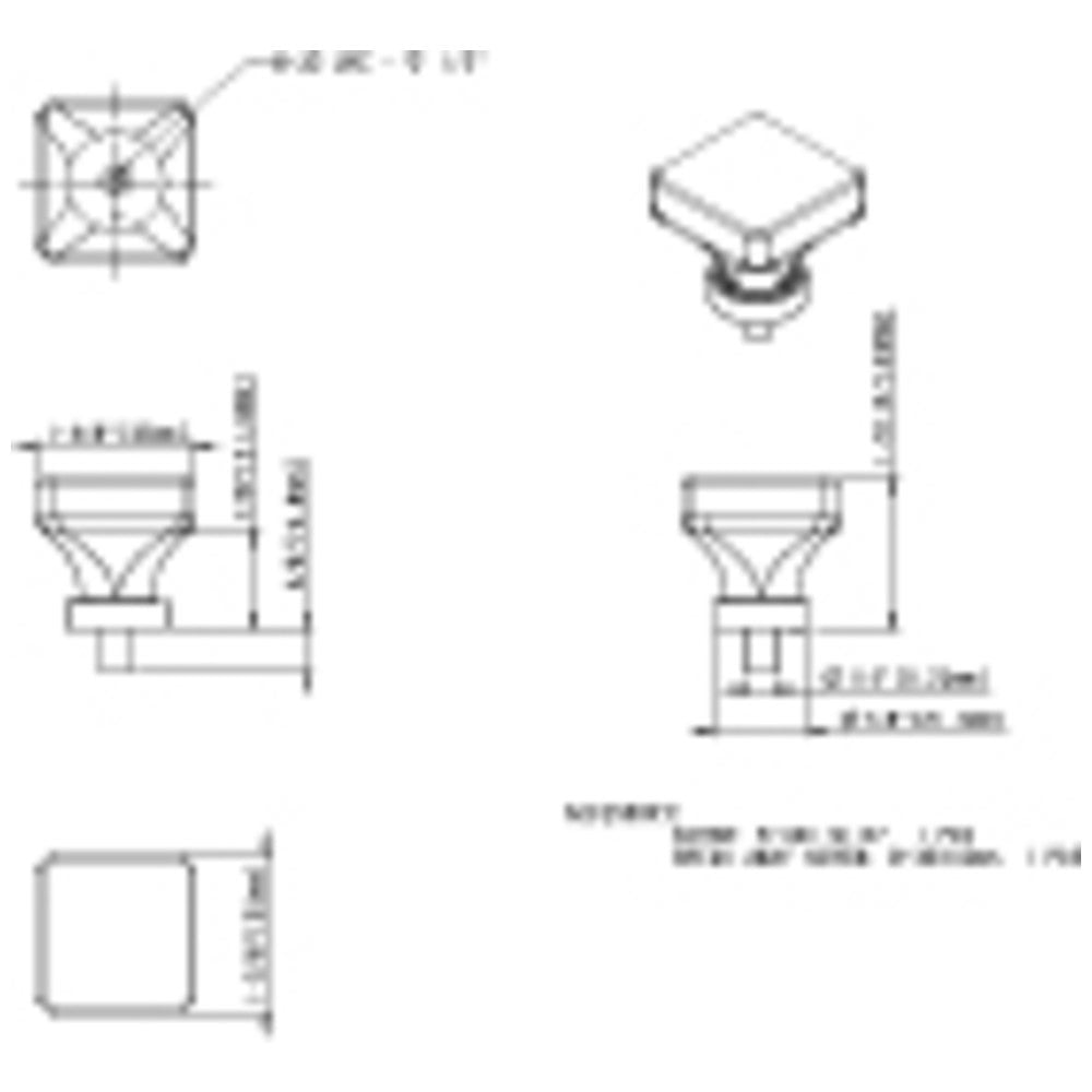 Hardware Resources 1" Overall Length Satin Nickel Square Glass Harlow Cabinet Knob