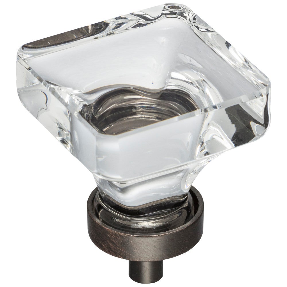 Hardware Resources 1" Overall Length Satin Nickel Square Glass Harlow Cabinet Knob