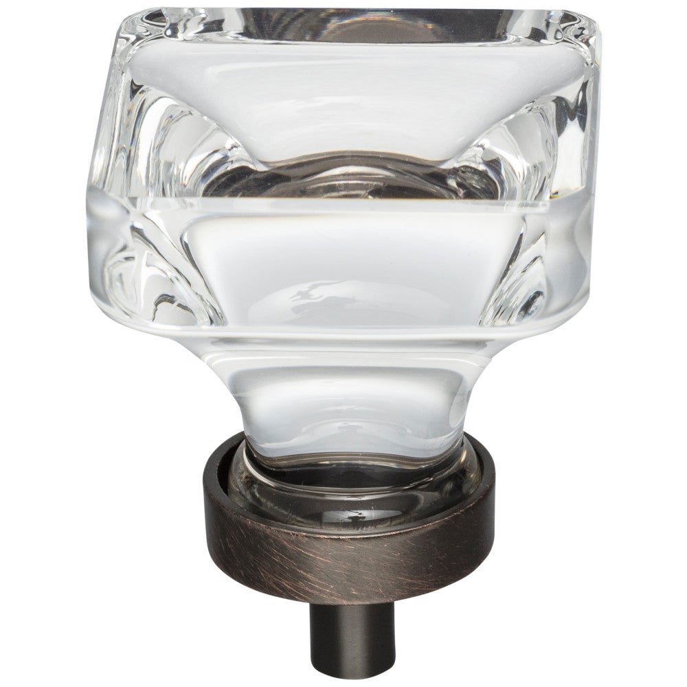 Hardware Resources 1" Overall Length Satin Nickel Square Glass Harlow Cabinet Knob