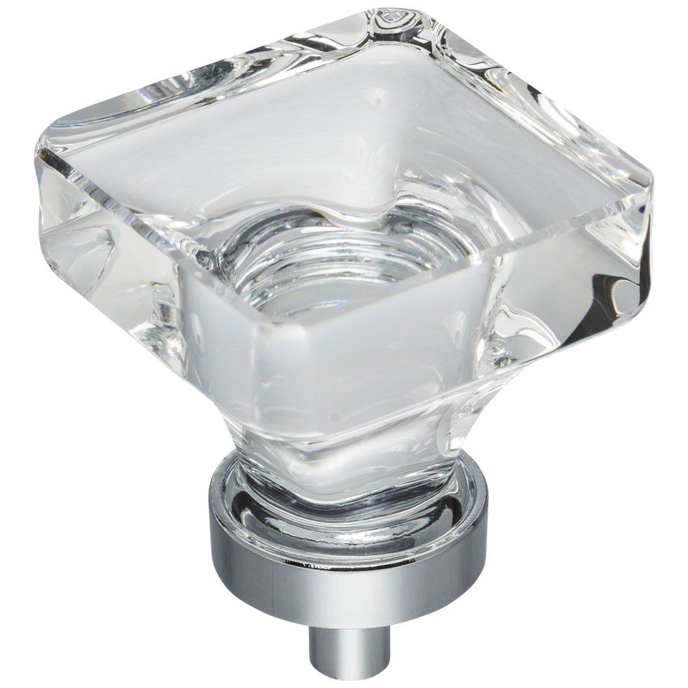 Hardware Resources 1" Overall Length Satin Nickel Square Glass Harlow Cabinet Knob