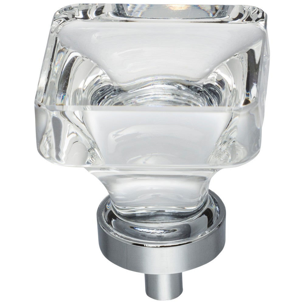 Hardware Resources 1" Overall Length Satin Nickel Square Glass Harlow Cabinet Knob