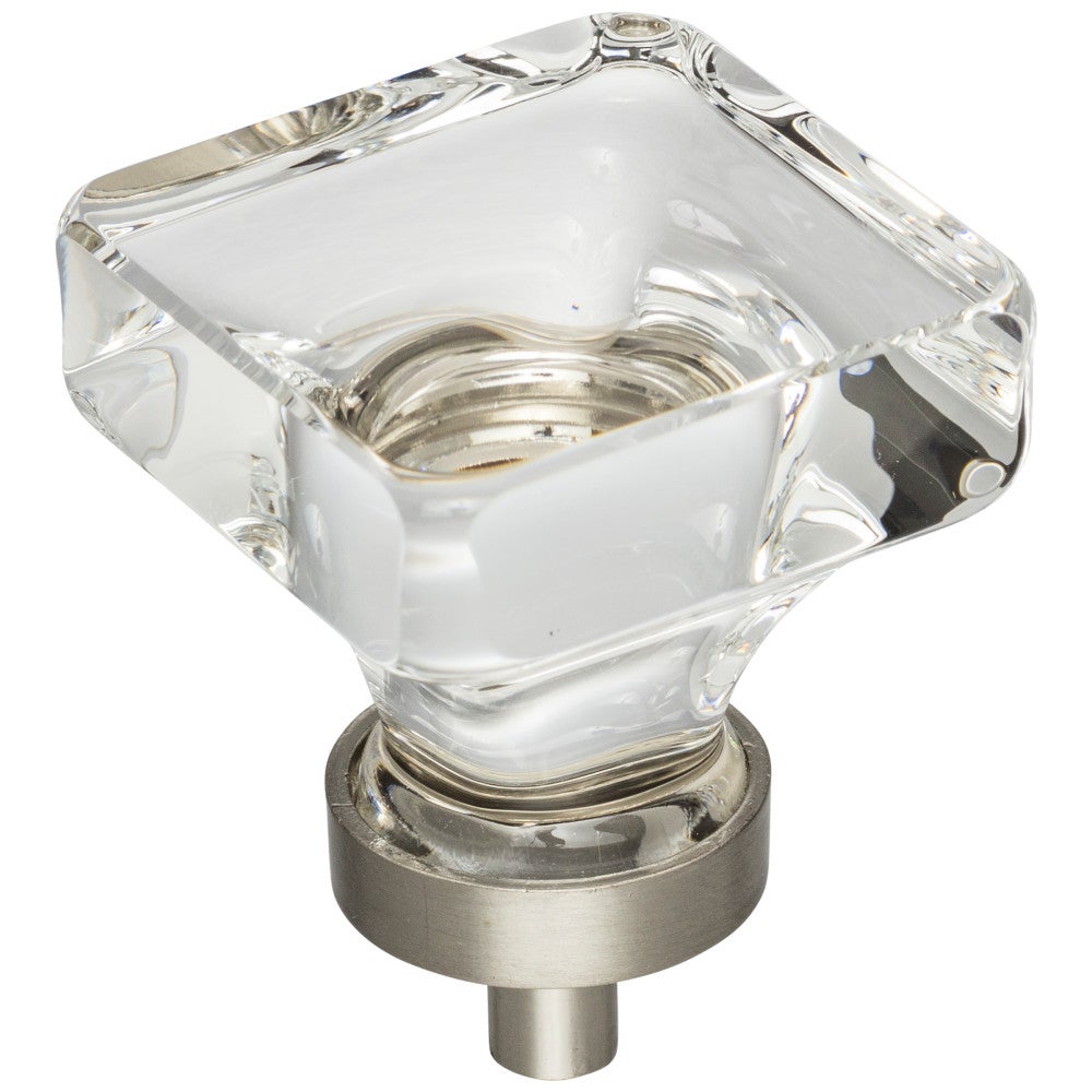 Hardware Resources 1" Overall Length Satin Nickel Square Glass Harlow Cabinet Knob