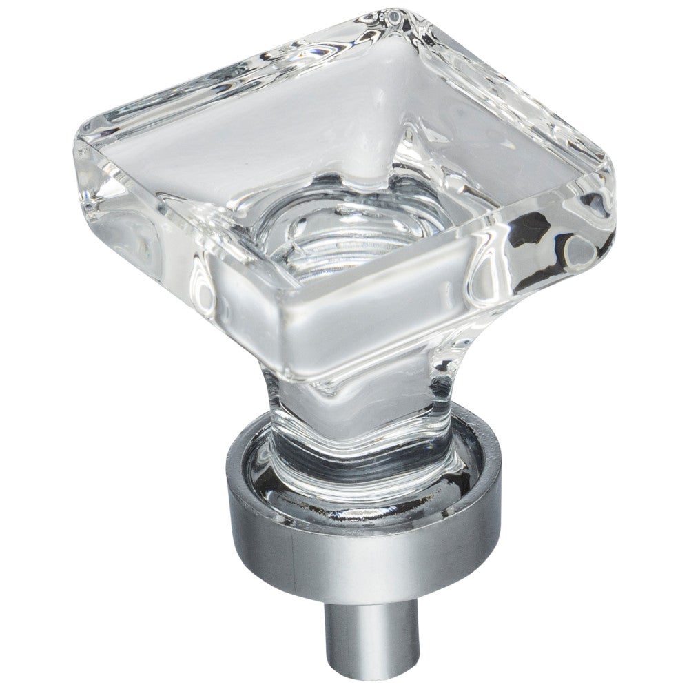 Hardware Resources 1" Overall Length Satin Nickel Square Glass Harlow Cabinet Knob