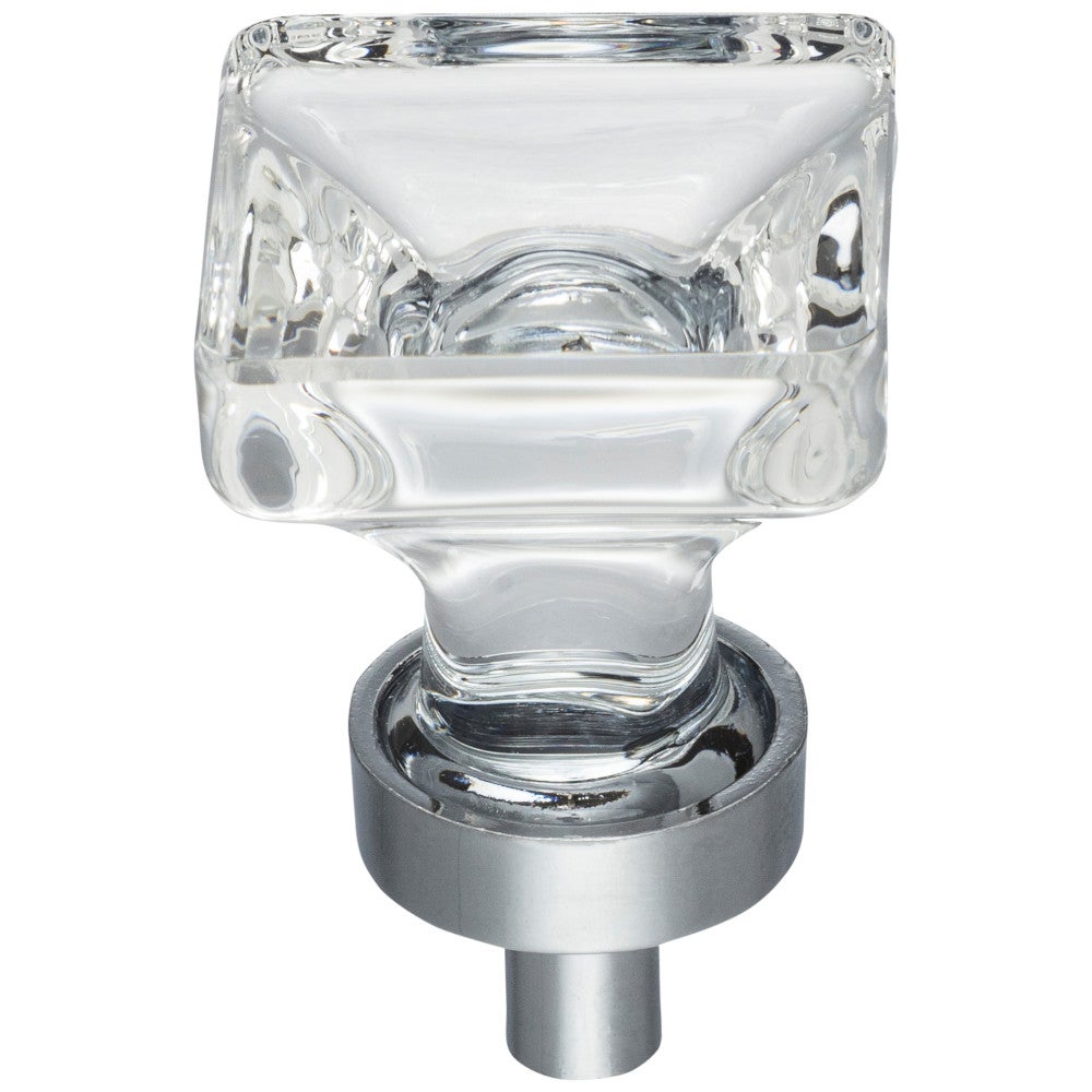 Hardware Resources 1" Overall Length Satin Nickel Square Glass Harlow Cabinet Knob