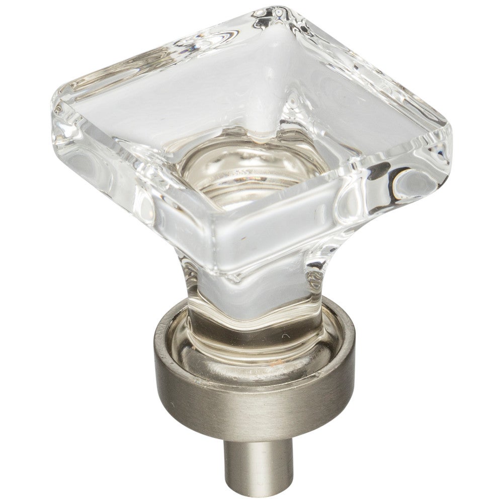 Hardware Resources 1" Overall Length Satin Nickel Square Glass Harlow Cabinet Knob