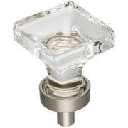 Hardware Resources 1" Overall Length Satin Nickel Square Glass Harlow Cabinet Knob