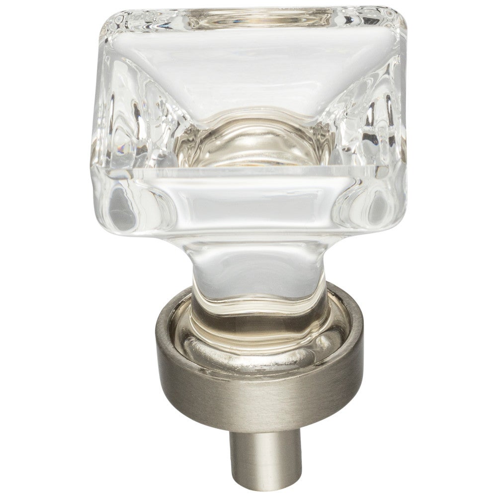 Hardware Resources 1" Overall Length Satin Nickel Square Glass Harlow Cabinet Knob