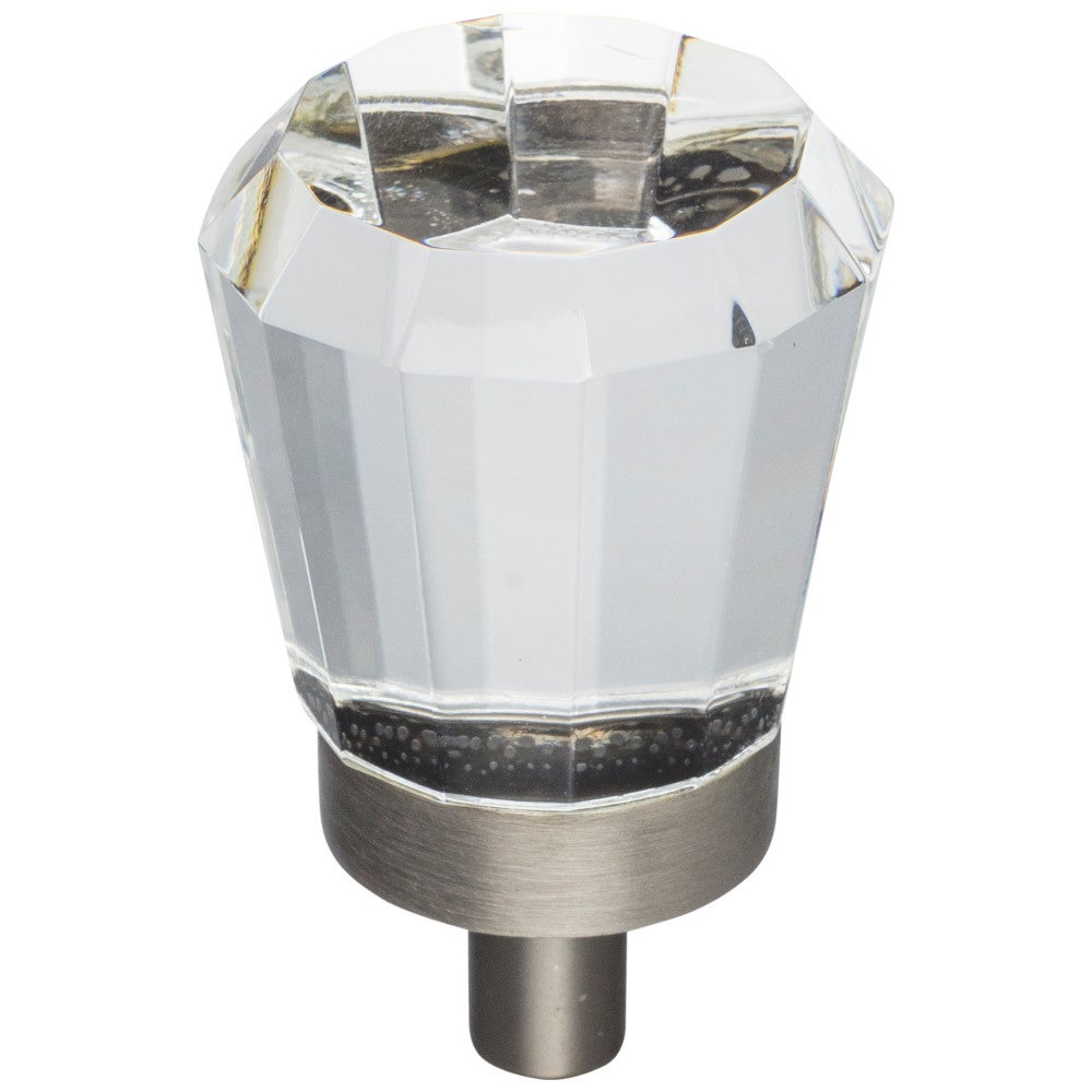 Hardware Resources 1" Overall Length Satin Nickel Faceted Glass Harlow Cabinet Knob