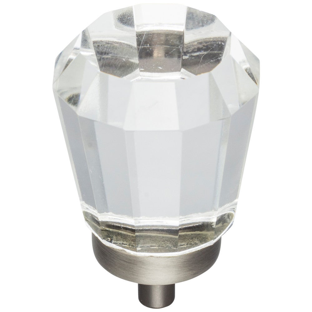 Hardware Resources 1" Overall Length Satin Nickel Faceted Glass Harlow Cabinet Knob